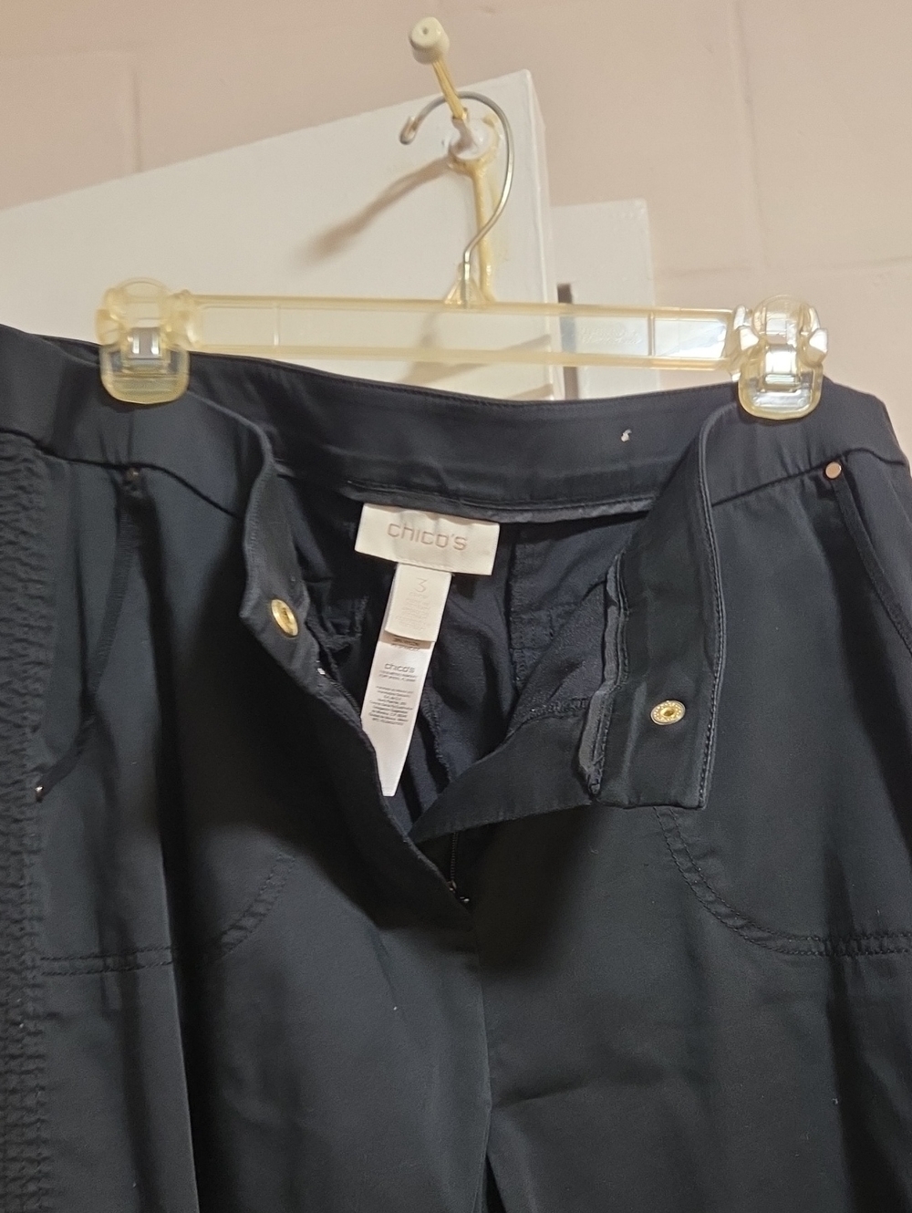 Chico's Black Chinos Soft Band Waist Ankle Length Size 3